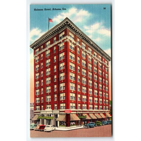 Vintage Linen Postcard Holman Hotel Athens GA 1940s Tichnor - Picture 1 of 2